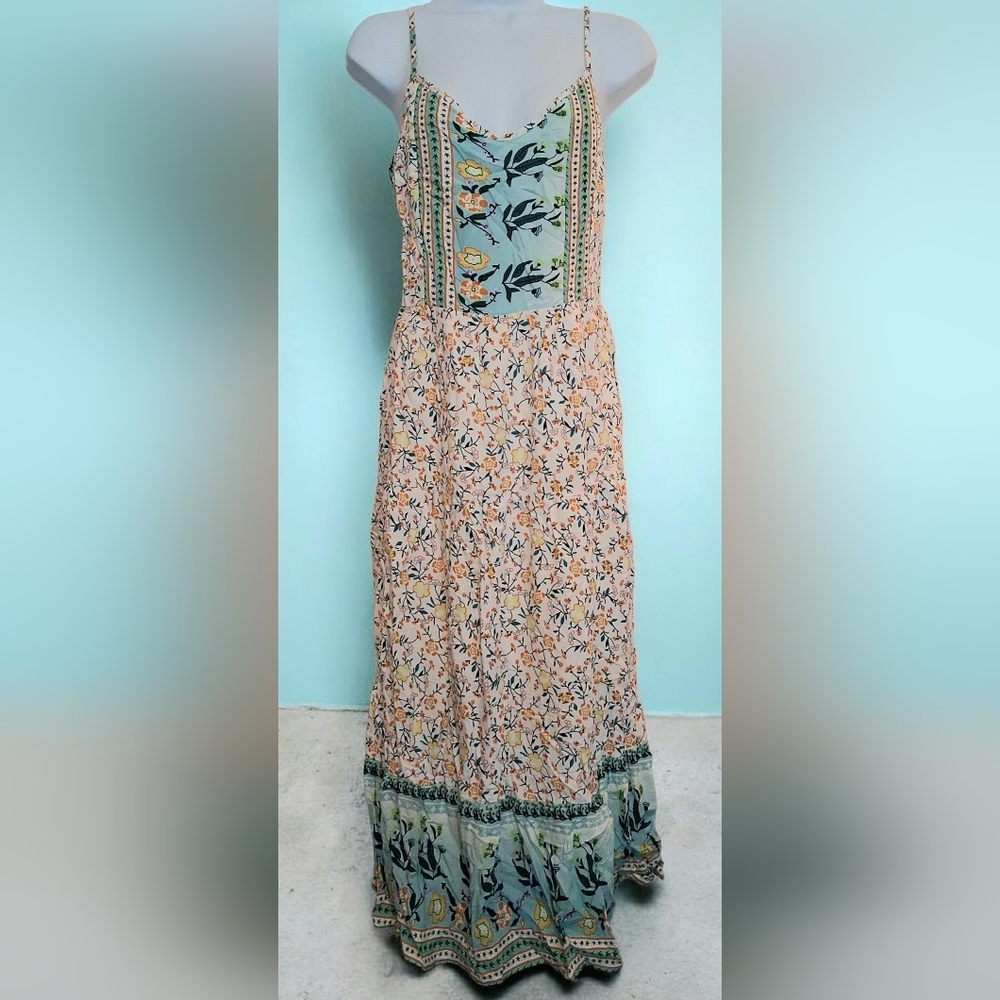Angashion Womens Spaggetti Strap Boho Summer Long Flowy Maxi Dress Sundress SM - Picture 13 of 13